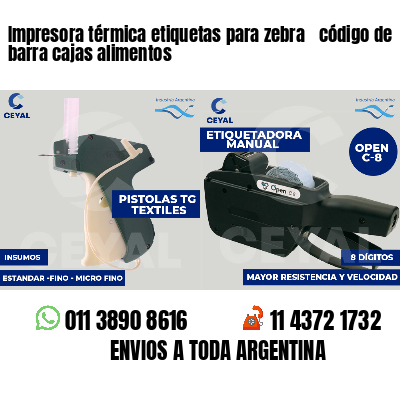 Impresora térmica etiquetas para zebra  código de barra cajas alimentos